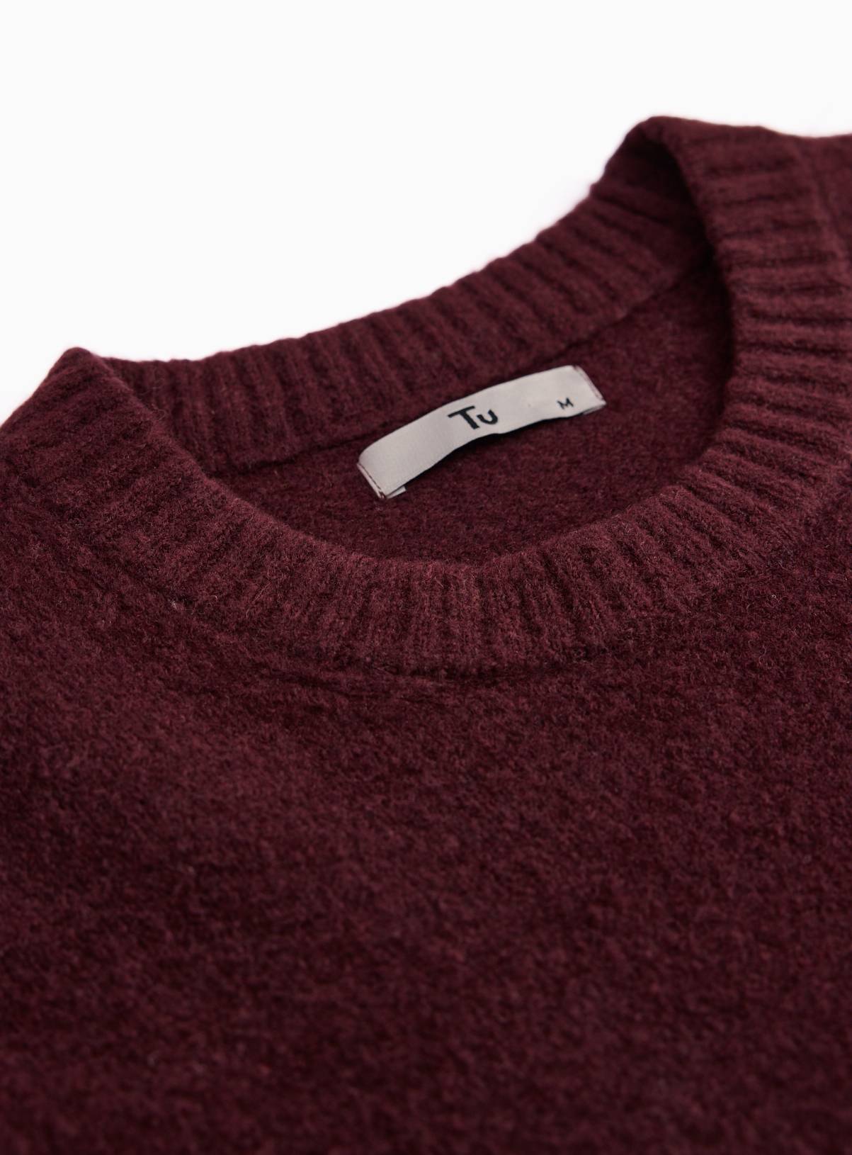 Dark Red Relaxed Soufflé Crew Neck Jumper M - Image 4